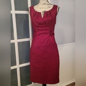 André Oliver Cocktail Dress Rouching Flattering Holiday Red! Size 10